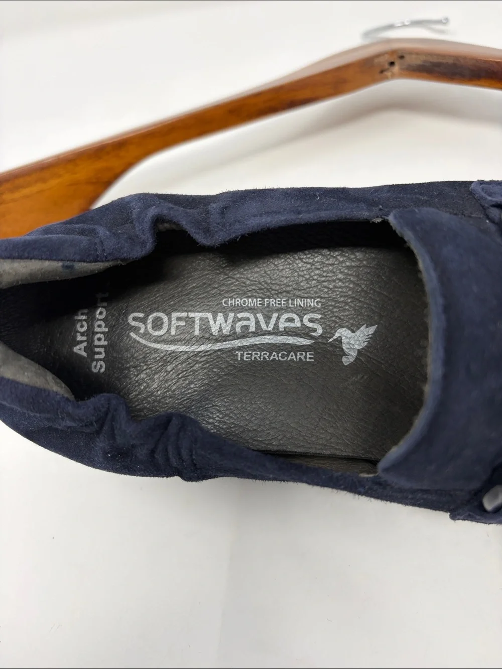 Softwaves Navy Suede Horsebit Loafers Size 8.5 Excellent Condition